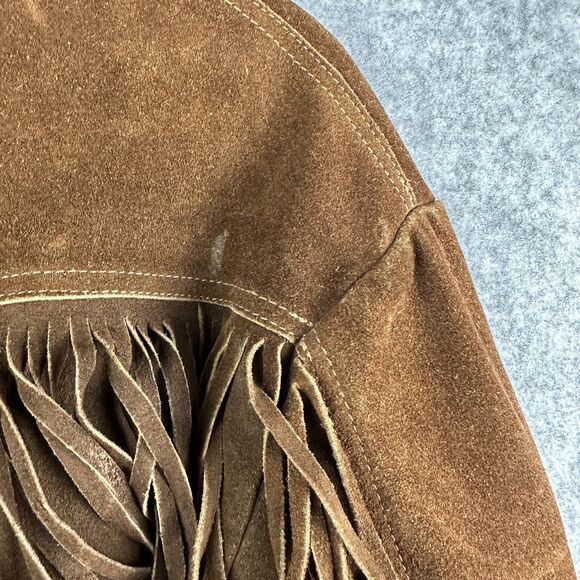 Vintage Pypsa Brown Suede Fringe Jacket Size 38 Western Boho Rodeo Ranch READ* - Picture 5 of 16